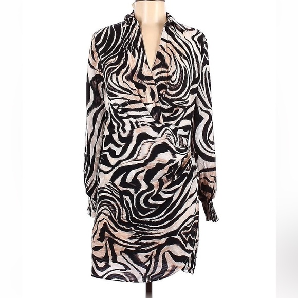 Anthropologie Dresses Zebra Printed Wrap Mini Dress - Picture 2 of 8